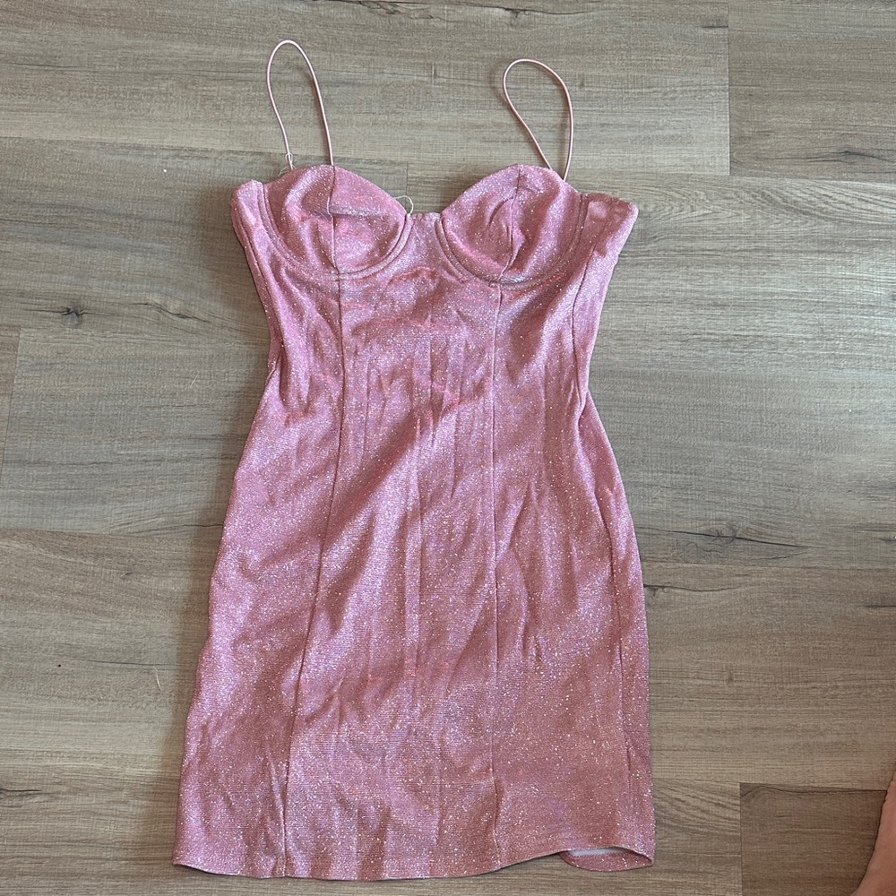 Miss Lola Pink Glitter Bustier Slip Dress - Women